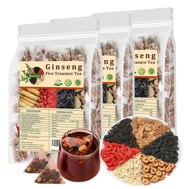 Ginseng Five Treasure Tea || Natural Organic Kidney Cleanse Detox Tea for Women & Men Yazdan Store